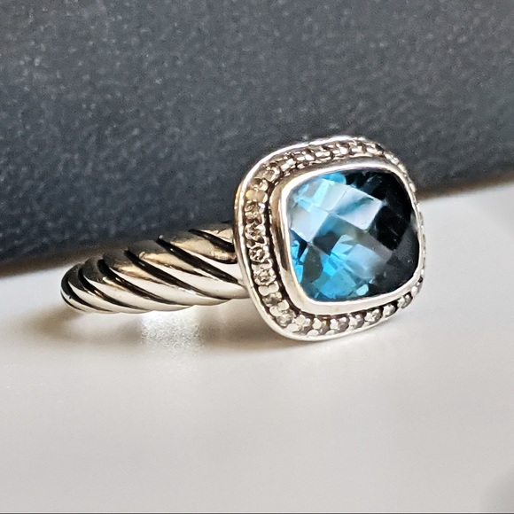 COPY - David Yurman Hampton Blue Topaz & Diamond Nobless Ring - Picture 6 of 10